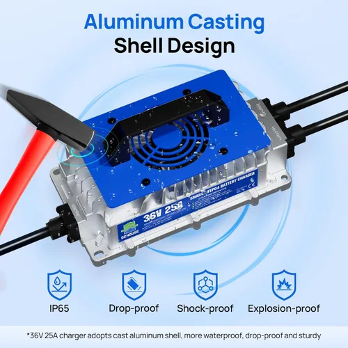 Miniatura 7 de DC HOUSE Cargador de batería de litio de 36 V 25 A, cargador rápido de 900 W, eficiencia de carga ≥ 93%, resistente al agua anticaídas