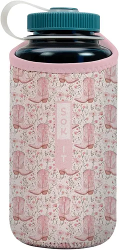 Miniatura 39 de Sok It BotlSok Funda para botella de agua con cubierta de neopreno aislante (Floral abstracto, se ajusta a CamelBak o Nalgene de 12 onzas)