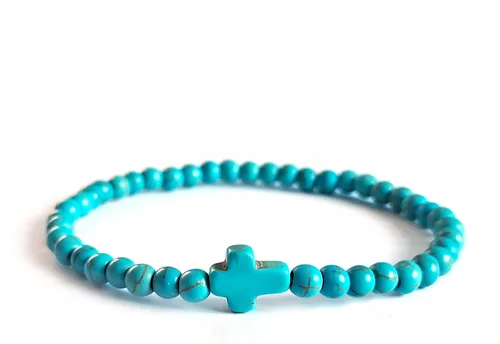 Pulseras de turquesa para mujer, pulsera de gema de energía equilibrada, pulsera unisex, pulsera de yoga azul, pulsera de chakras para mujer, regalo