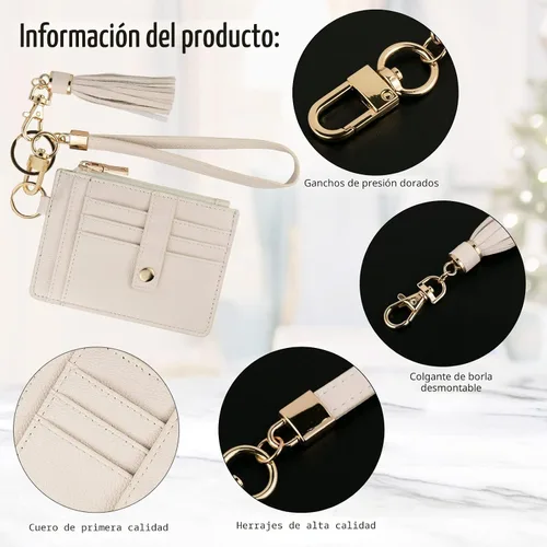 Miniatura 5 de KNGITRYI Billeteras pequeñas de pulsera para mujer RFID para tarjetas de crédito, cartera con llavero, cartera para tarjetas de crédito