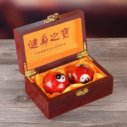 Miniatura 8 de 1.97 '' Bolas de Baoding Chino Ejercicio de la mano Bolas de masaje con caja Rojo Yin Yang Bolas con campanillas Regalo para padres TQZDBS67