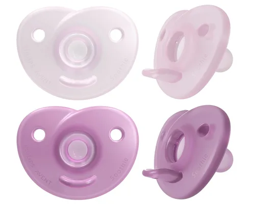 Philips Avent SCF099/42 - Chupete de corazón, rosa/rosa claro, 0-3 meses, paquete de 4 unidades Rosado/rosado claro