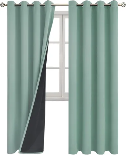 Miniatura 8 de BGment - Cortinas con aislamiento térmico para habitación, 100 % opacas, con forro negro, cortina de doble capa con ojales, reduce el ruido