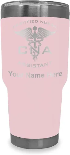 Miniatura 17 de LaserGram Vaso aislado al vacío de 20 onzas, asistente de enfermera certificada por CNA, grabado personalizado incluido (negro)
