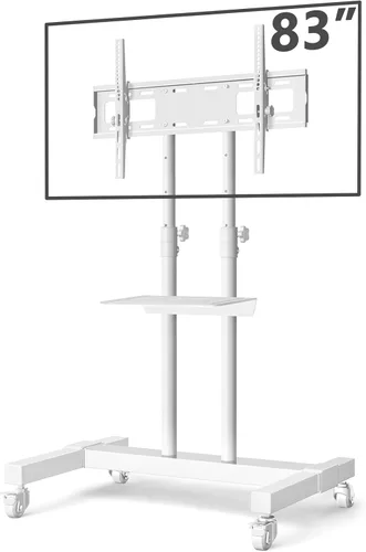 Miniatura 11 de TAVR Furniture - Soporte de TV móvil con ruedas, soporte de TV rodante con montaje en el suelo con ruedas bloqueables, altura ajustable para TV