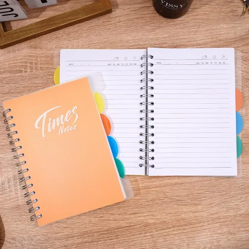 Miniatura 5 de Yoment Cuaderno de 5 materias con pestañas, cuaderno grande de 5 x 8 pulgadas con divisores, 240 páginas, cuadernos de plástico de tapa dura