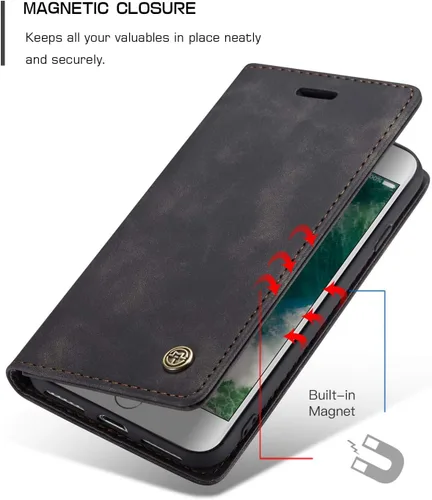 Miniatura 5 de SINIANL Funda para iPhone 7/8, funda de cuero tipo billetera con tarjetero cierre magnético Kickstand a prueba de golpes fundas protectoras