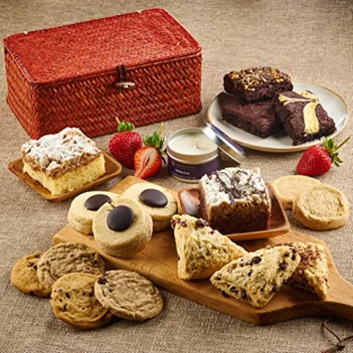 Cesta de regalo gourmet para adultos, regalos de comida de panadería, pensando en ti, cesta de regalo de condolencias para mujeres, amigos, familia,