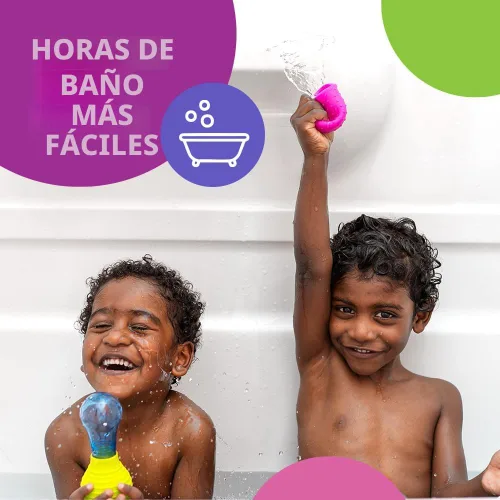 Miniatura 6 de Mobi Skwooshlz Bombillas Exprimibles de Agua - Juguetes de Baño de Silicona para Bebés, Juguetes de Bañera para Bebés para Niños Pequeños, Sin Látex