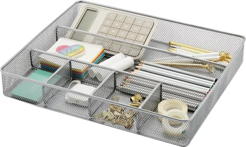 Miniatura 22 de Annova Organizador de Cajones de Escritorio para Organización de Oficina - Malla Metálica - Bandeja de Almacenamiento con Separadores