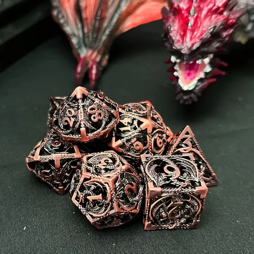 Miniatura 3 de Juego de dados DND de metal hueco para juego D y D, dados poliédricos grandes para Calabozos y Dragones, Warhammer Pathfinder, Cthulhu, MTG, D&D
