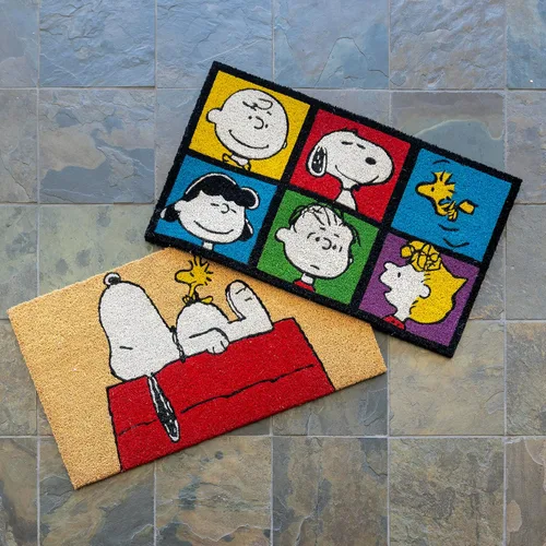 Miniatura 2 de Gertmenian Peanuts Snoopy Coir Felpudo – Tapete de bienvenida de 2 x 3 (paquete de 2), ideal para zonas de alto tráfico en la puerta delantera