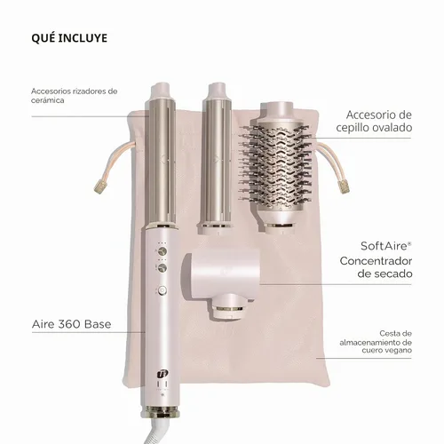 Miniatura 2 de Aire 360 - Kit de soplado de cerámica de doble voltaje con accesorios para rizar, cepillo ovalado y concentrador de secado Golpes rápidos