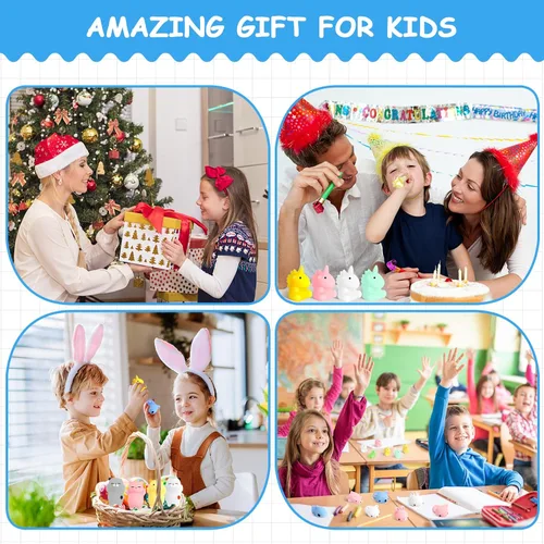 Miniatura 7 de POKONBOY - 30 piezas de juguetes blandos Mochi, animales mini para apretar, lindos juguetes para aliviar el estrés, relleno para cesta de Pascua