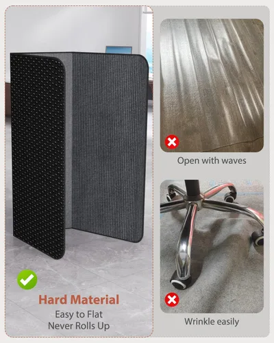 Miniatura 3 de Blvornl Tapete para silla de oficina para suelo de madera dura y alfombra de pelo bajo, superficie de pana de 47 x 60 pulgadas, tapete protector