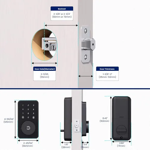 Miniatura 2 de Biquole - Cerradura de puerta de entrada sin llave con teclado, cerradura de puerta electrónica con código Smart Deadbolt Lock for Front Door
