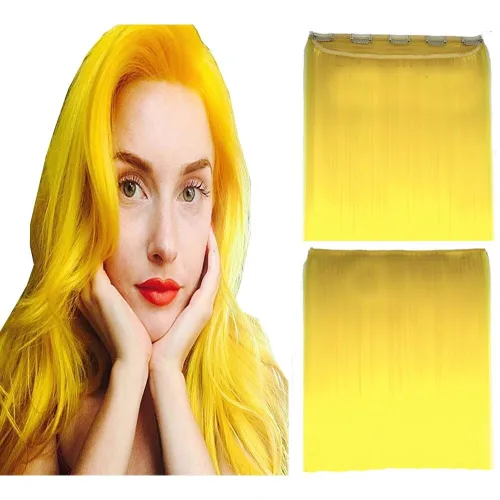 Miniatura 16 de Extensiones de cabello sintético con clip, de 24 pulgadas, 4.23 oz, extensiones de cabello natural lacio, color rosa y rojo, 5 extensiones de #118C