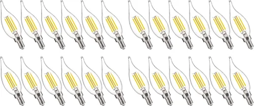 Miniatura 18 de FLSNT Bombillas LED para candelabro CA11 E12, bombillas LED regulables, equivalente a 40 W, luz blanca cálida de 2200 K, 330 lm, acabado de vidrio