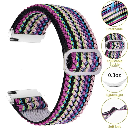 Miniatura 3 de Lamshaw Correa de repuesto ajustable de nailon elástica compatible con SKG V7 Smart Watch/TOZO S2 1.732 in Watch/Boean ID207 Watch/GGZZ ID207 Arco