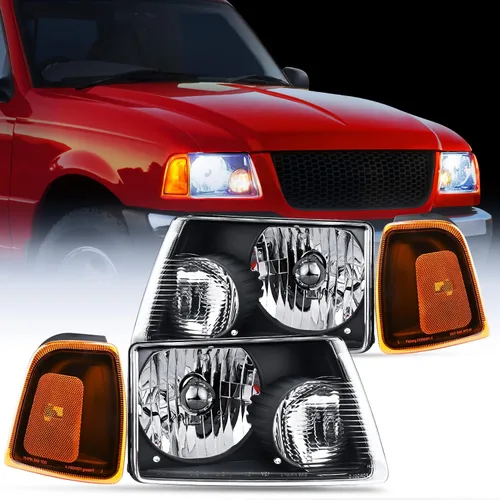 Nilight Conjunto de Faros Delanteros Compatible con Ford Ranger 2001 2002 2003 2004 2005 2006 2007 2008 2009 2010 2011 Faro de Repuesto Carcasa