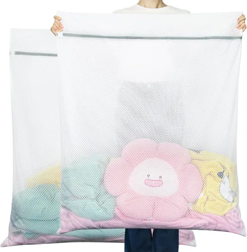 Bolsas de malla para ropa delicada Vivifying, paquete de 2 bolsas XXXL extra grandes con estructura de nido de abeja y cierre para lavadora,