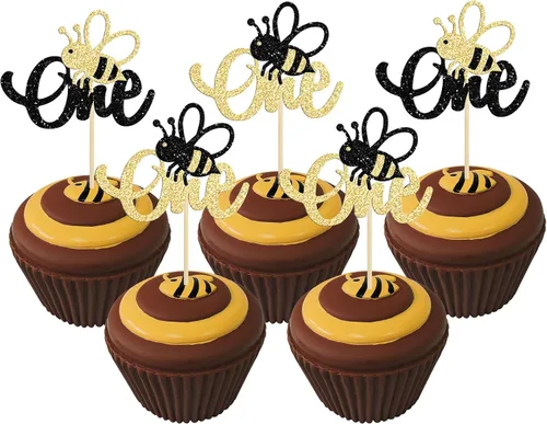 Miniatura 14 de 24 piezas de adornos para cupcakes de abejorro, figura pequeña de mariquita de resina, adornos para cupcakes de abeja, Oh Babee, decoraciones