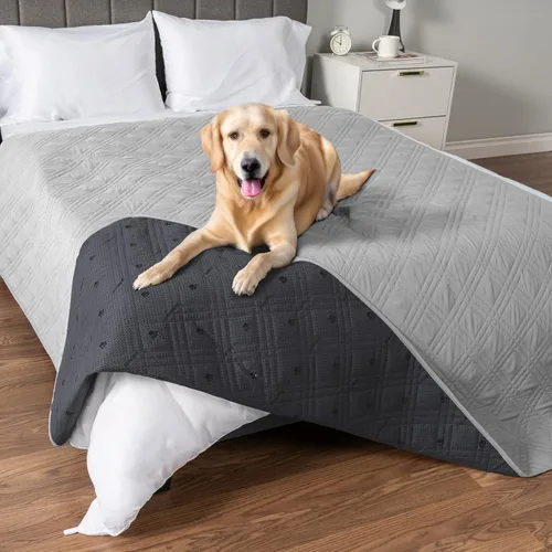 Miniatura 26 de PetAmi Funda de cama impermeable para perro, protector reversible de muebles para gatos y perros, manta lavable para asiento de sofá, 102 x 82 Beige