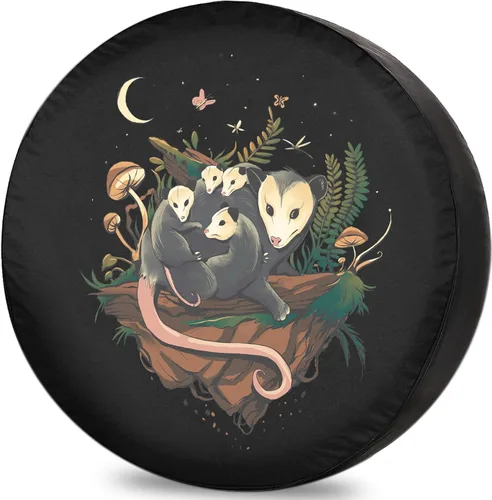 Fundas para neumáticos de caravana para remolques de viaje, Possum Family Cottagecore, camping, resistente a la intemperie, ajuste universal para