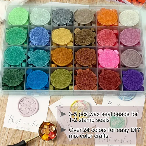 Miniatura 5 de 1200 cuentas de sellado de cera de colores surtidos a granel, cuentas de cera de sellado multicolor para sellos de sellos, kit de pellets de sellado
