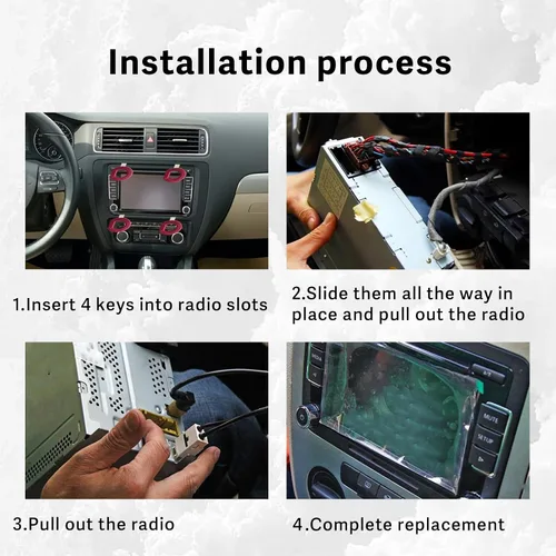 Miniatura 4 de Juego de 4 herramientas de extracción de radio, asas de fácil agarre y cuchillas rígidas compatibles con VW Volkswagen, Mercedes Benz, llave de Rojo