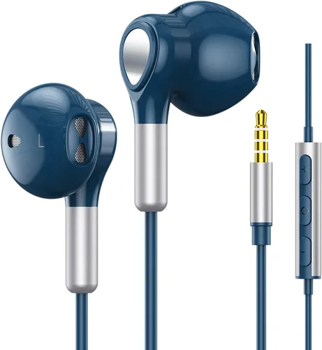 Auriculares con cable, auriculares intrauditivos con cable, auriculares de medio oído, conector de 0.138 in, auriculares con cable con micrófono y