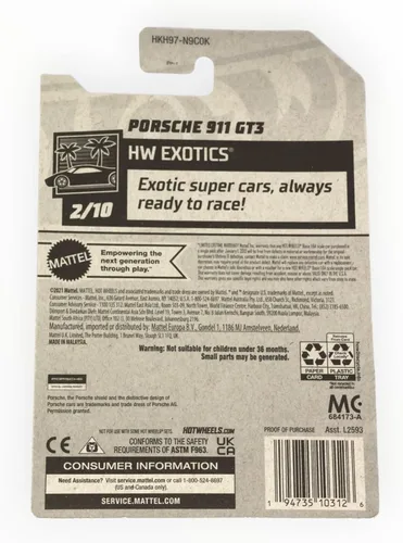 Miniatura 2 de Hot Wheels Porsche 911 GT3, HW Exotics 2/10 [rojo] 177/250