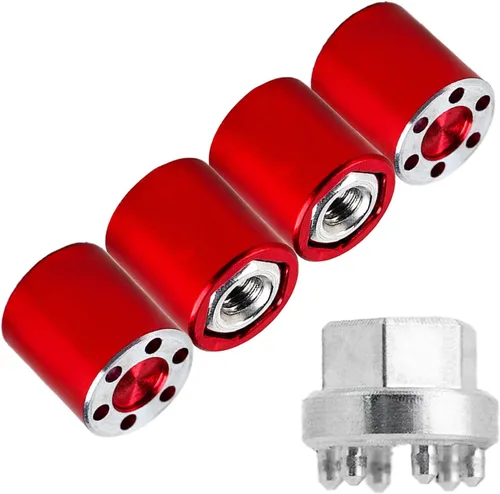 DJX 4 piezas de aluminio M2 tuerca de rueda tuerca central tuerca de bloqueo para Axial SCX24 AXI90081 AXI00004 Jeep C10 actualizaciones 1/24 RC Rojo