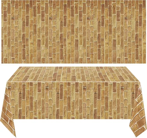 Miniatura 9 de Chuangdi 2 piezas de telón de fondo de pared de piedra de 4.5 x 9 pies, decorado de escena de pared de piedra, papel tapiz, cortinas, puerta, mantel