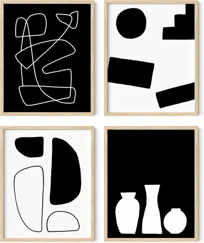 Miniatura 53 de HAUS AND HUES Arte abstracto para pared en blanco y negro, juego de 4 pósteres minimalistas en blanco y negro para paredes, pósteres estéticos Juego