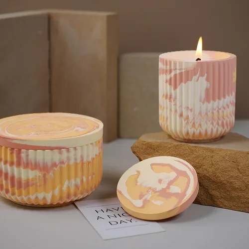 Miniatura 7 de Juego de 4 moldes de silicona para tarros de velas, frascos y botellas con tapas, moldes redondos a rayas para hacer yeso epoxi UV, caja de 4 piezas
