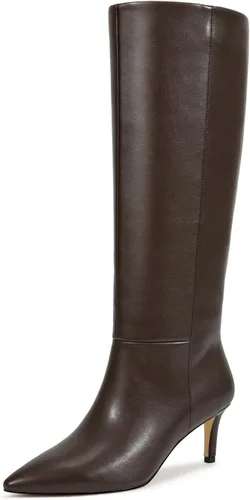 wetkiss Botas altas hasta la rodilla para mujer, con tacón de gatito y diseño de punta puntiaguda, clásicas y sexys