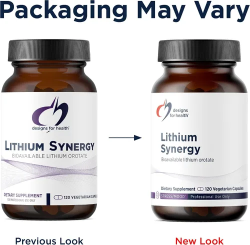 Miniatura 4 de Designs for Health Lithium Synergy - Orotato de litio de 5 mg con TMG + metilcobalamina B12 - Suplemento biodisponible de apoyo para el estado