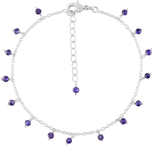 Miniatura 23 de Yanara Tobilleras de piedras preciosas para mujer, piedra natal natural, chapada en plata, joyería hecha a mano en 8.5 + 1.5 pulgadas, cristales