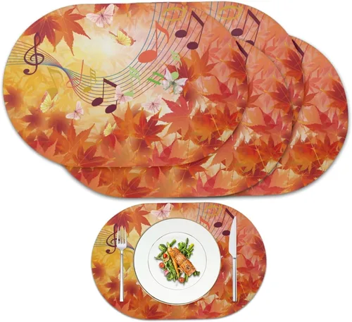 Miniatura 18 de Pumpkin Placemats Set of 4 Ghost Non Slip Washable Heat Resistant Place Mats 12x18 Inch Round Tablemats for Dining Kitchen Party Daily Table Decor