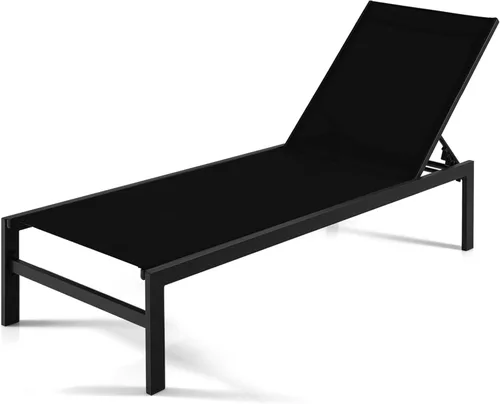 Miniatura 11 de Giantex Tumbona para patio, silla para tomar el sol al aire libre, tumbona reclinable con 6 posiciones ajustables, marco de aluminio, sillas