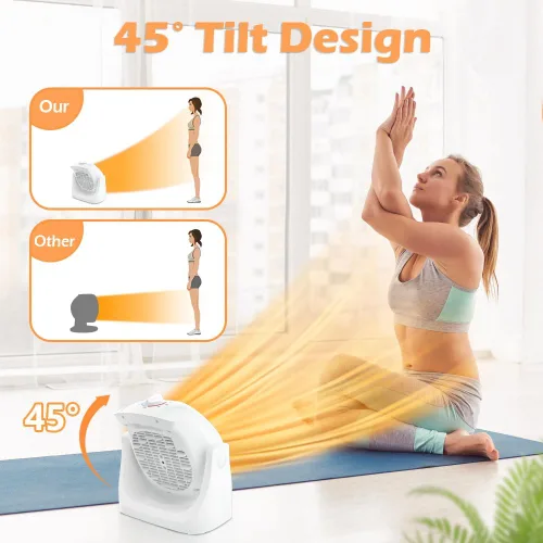 Miniatura 4 de LifePlus Combo de Ventilador y Calentador 2 en 1, Ventilador de Escritorio de Enfriamiento Portátil, Ventilador Circulador de Aire Inclinación
