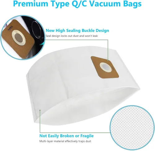 Miniatura 4 de Bolsas de vacío HEPA tipo A para Riccar Most Vibrance/R-Series & Simplicity 5000/6000 - Reemplazo RAH-6/SAH-6, filtración de 5 capas, 99.97%