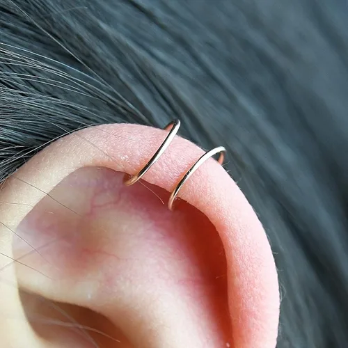 Miniatura 123 de Small Gold or Sterling Silver Huggie Hoop Earrings for Women Cartilage Nose Helix Tragus