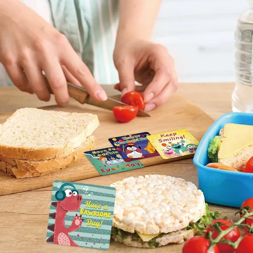 Miniatura 6 de Shemira Paquete de 100 notas para lonchera para niños, tarjetas de afirmación inspiradoras para niñas y niños, tarjetas motivacionales para niños