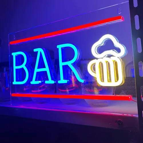 Miniatura 9 de Letrero de neón de bar, luz LED de neón de cerveza para decoración de pared, letreros de barra de neón alimentados por USB, luces de neón de barra