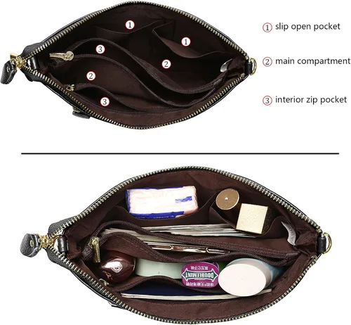 Miniatura 5 de Uromee Cartera de mano para mujer, de piel auténtica, con cadena de hombro desmontable