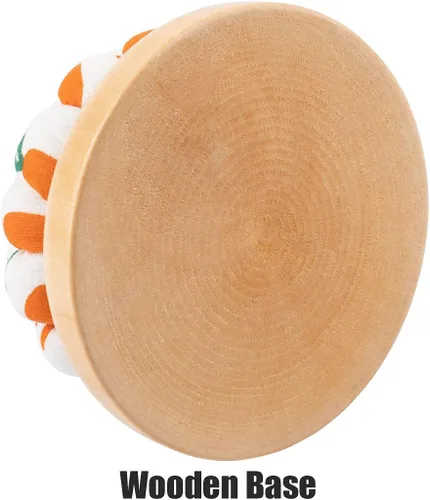 Miniatura 5 de Rolybag Alfiletero, Alfileteros de Base de Madera Estilo Patrón de Zanahoria Alfiletero Redondo para Portaagujas de Costura o Manualidades DIY