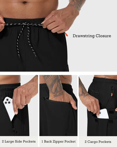 Miniatura 5 de Men's Cargo Shorts Quick Dry Lightweight Stretch Hiking Shorts for Men with 5 Pockets No Lining