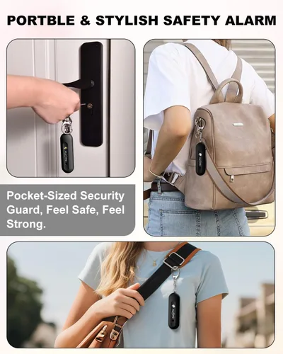 Miniatura 5 de Alarma de seguridad personal para mujeres, alarma de seguridad recargable impermeable, sirena extra fuerte de 140 dB con luz estroboscópica SOS
